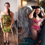 Upper Coomera boudoir photo shoot showing natural to glam makeover.