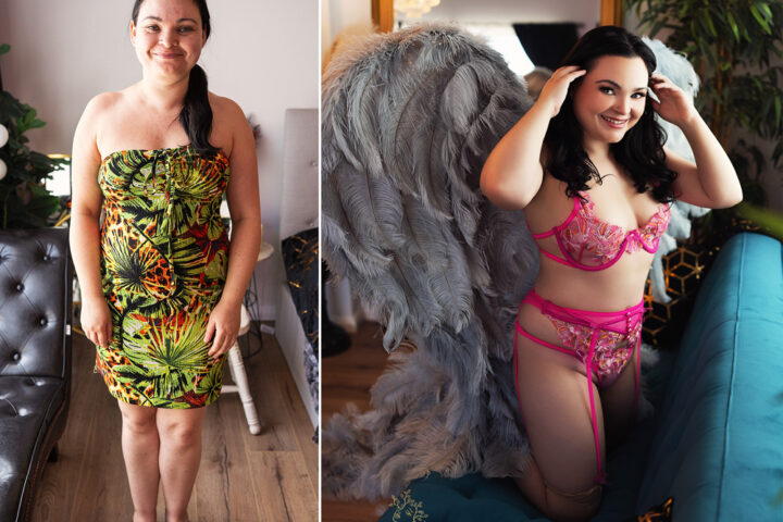 Upper Coomera boudoir photo shoot showing natural to glam makeover.